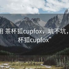 反复用 茶杯狐cupfox，坑不坑，“茶杯狐cupfox”