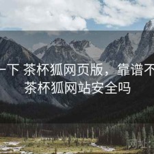 体验一下 茶杯狐网页版，靠谱不靠谱，茶杯狐网站安全吗
